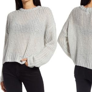 Socialite Loose Stitch Crewneck Grey Pullover